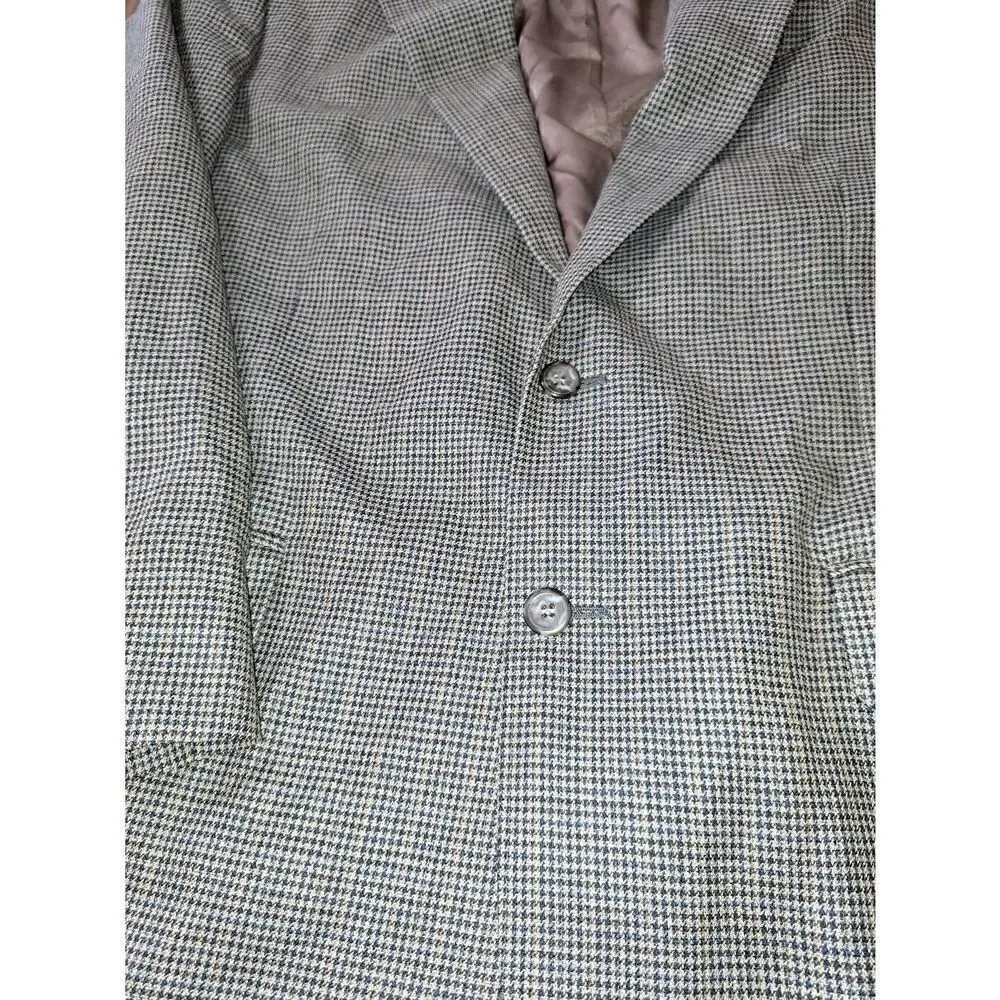 42R Joseph A Banks Tan Blue Notch Lapel 2 Button Suit Coat Jacket Single Vent